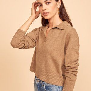 Reformation Cashmere Polo in Camel